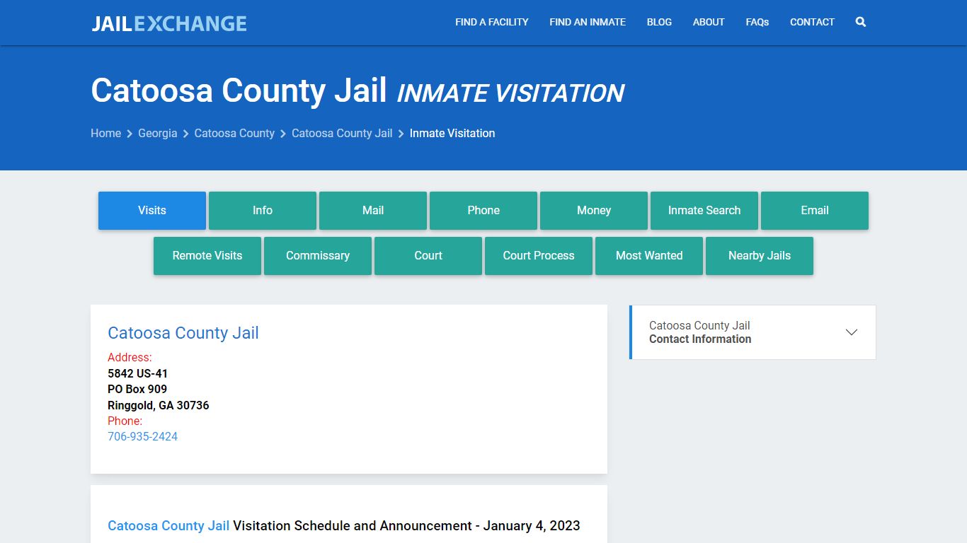 Inmate Visitation - Catoosa County Jail, GA - Jail Exchange